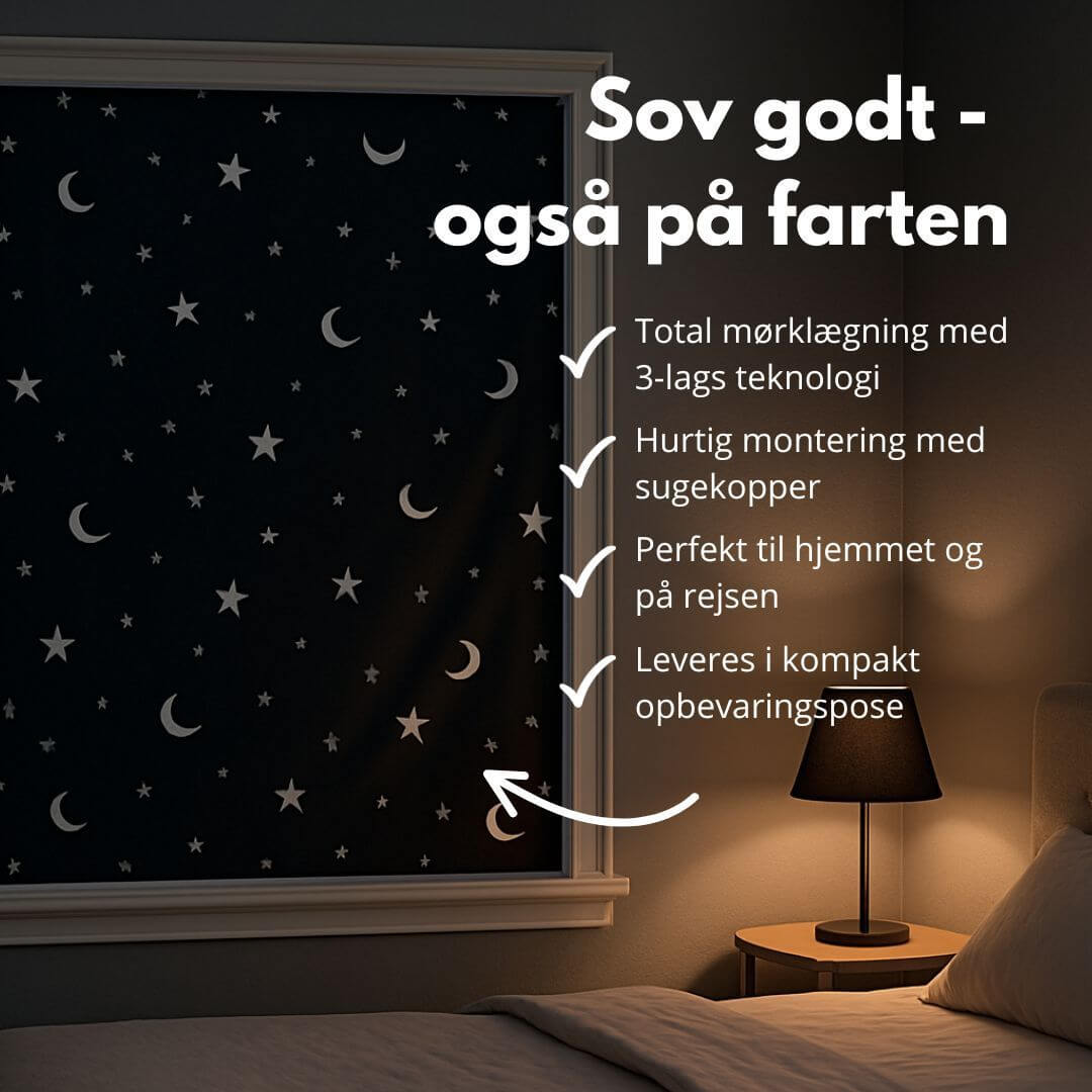 Super Sover Mørklægningsgardin, rejsegardin med sugekopper