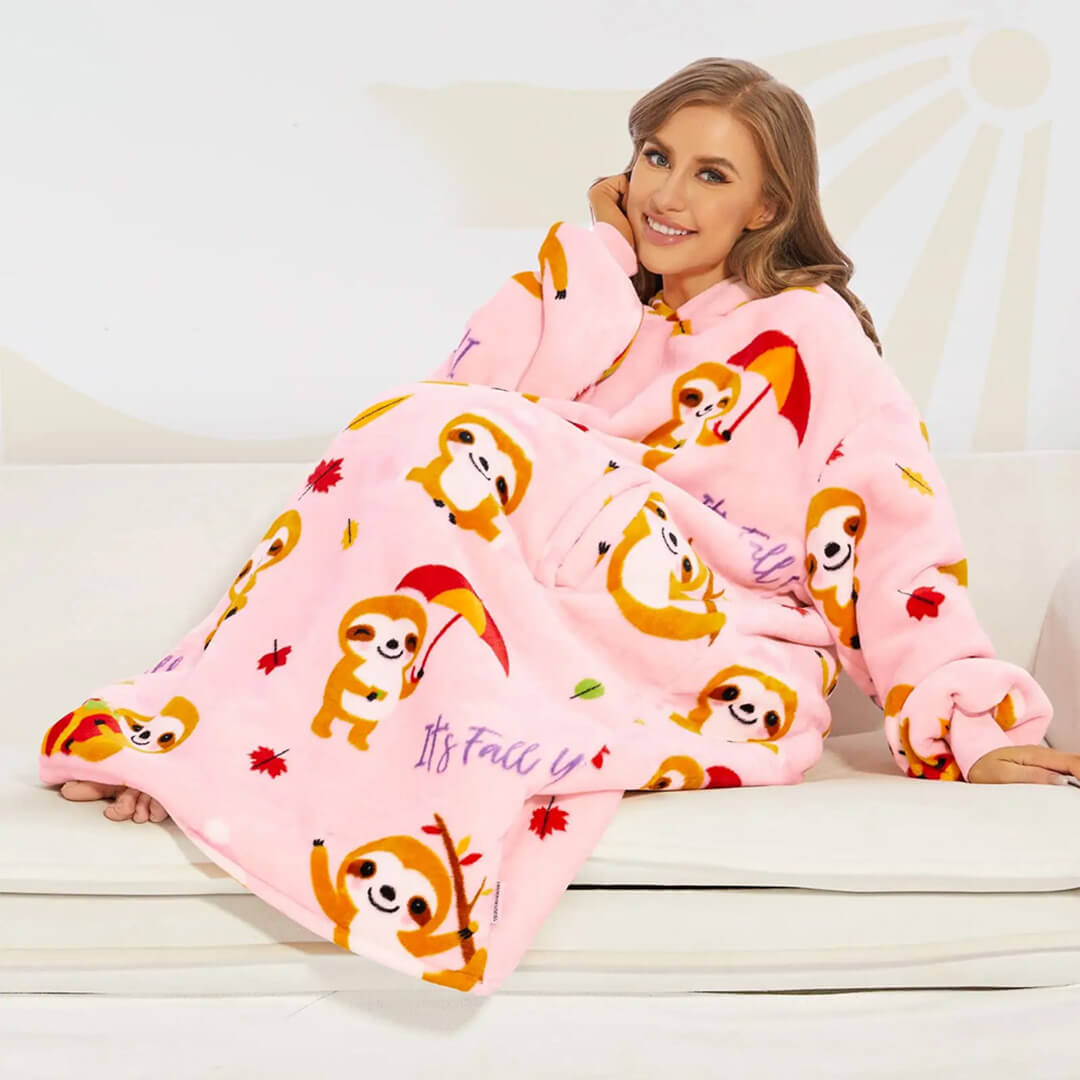 Super Sover Oversized Hoodie-tæppe Dovendyr