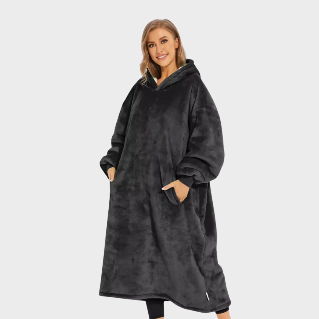 Super Sover Oversized Hoodie-tæppe Mørkegrå