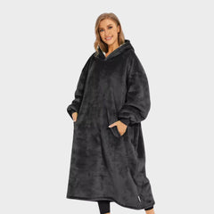 Super Sover Oversized Hoodie-tæppe Mørkegrå