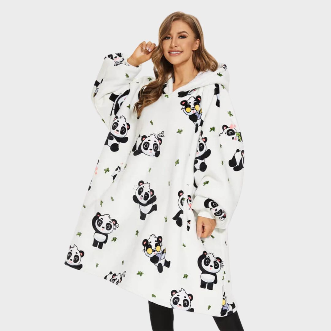 Super Sover Oversized Hoodie-tæppe Panda
