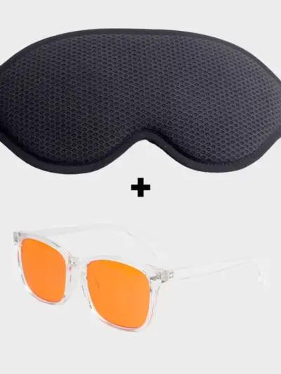 Super Sovemaske 2.0 + Blue Light Brille Night Gennemsigtig