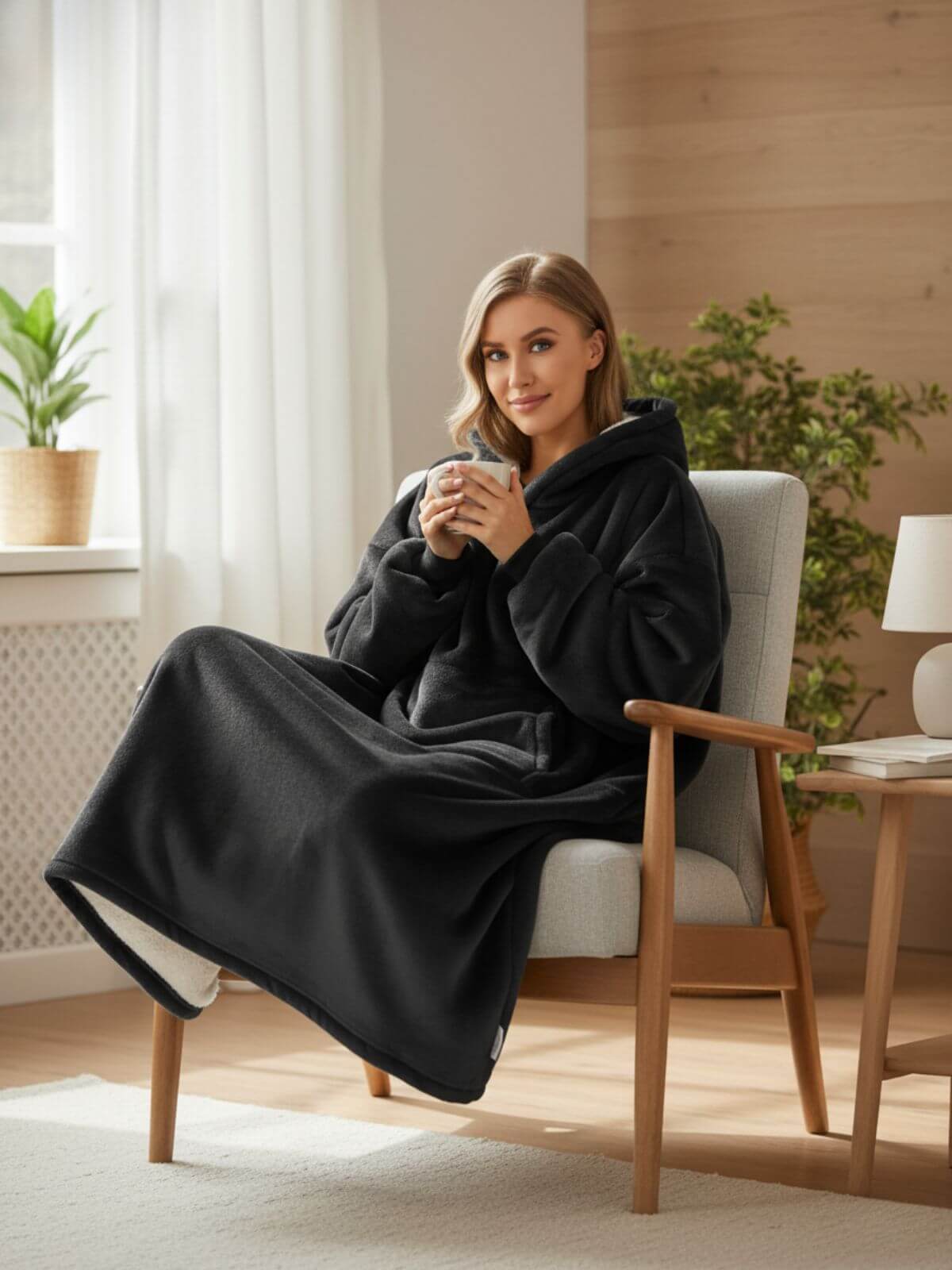 Super Sover Oversized Hoodie-tæppe Mørkegrå Super Sover Oversized Hoodie-tæppe Sort Mørkegrå 1200x1600